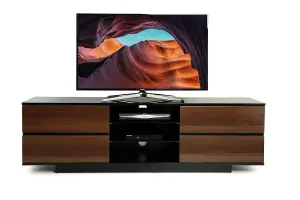 Homeology Avitus Premium High Gloss Black with 4-Walnut Drawers and 2 Shelves up to 65" LED/OLED/LCD TV Cabinet