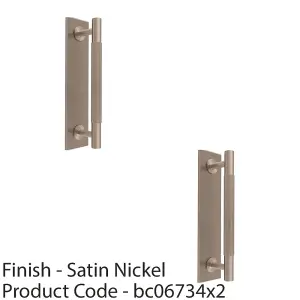 2 PACK - Lined Reeded Drawer Pull Handle & Matching Backplate - Satin Nickel 200 x 40mm