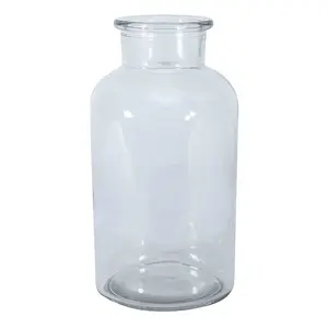 Apothecary Jar Vase - Clear Hand-Blown Glass Vase for Fresh or Artificial Flower Stem Bouquet Arrangements - Measures 20 x 10cm