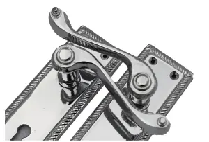 Door Handles Georgian Lever Lock Roped Edge - Chrome 150mm x 50mm