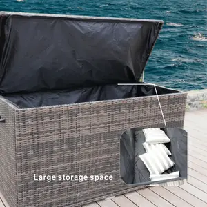 Abrihome 980L Large Rattan Outdoor Storage Deck Box (L170 x H95 x W77)