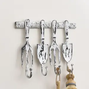 Melody Maison Antique White Fork & Spade Wall Mounted Hooks