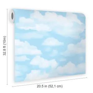 Fresco Cloud Nine Sky Print Blue / White Wallpaper