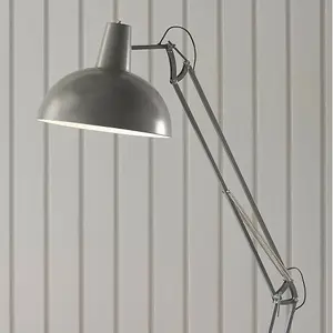 1.7m Adjustable Swing Arm Floor Lamp SLATE GREY Free Standing Living Room Light