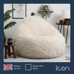 icon Cocoon Faux Fur Bean Bag Natural Bean Bag Chairs