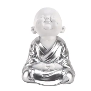 Hestia White & Silver Buddha - Hands on Knees