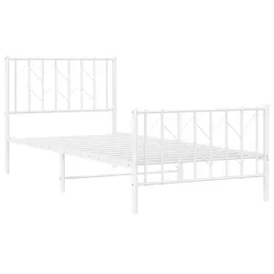 Berkfield Metal Bed Frame without Mattress with Footboard White 90x190cm