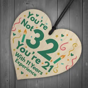 Red Ocean Funny Birthday Gifts For Women Novelty 32nd Birthday Gift For Men Wooden Heart Sign Funny Birthday Card