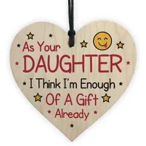 Funny Joke Birthday Gift For Mum Dad Wood Heart Gift From Daughter Keepsake