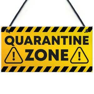 Red Ocean QUARANTINE ZONE Funny Novelty Hanging Wall Sign Man Cave Decor Gifts Novelty Birthday Gift Ideas