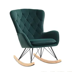 Modern Upholstered Rocking Chair with Removable Padded Seat for Living Room Bedroom