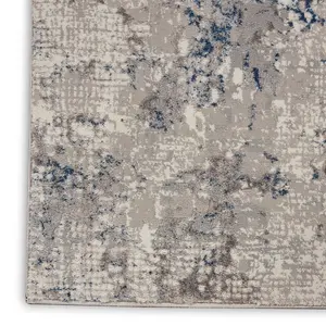 White Blue Modern Easy to Clean Floral Optical/ (3D) Rug For Dining Room Bedroom Living Room-239cm X 300cm