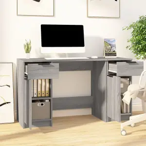 Berkfield Desk with Side Cabinet Grey Sonoma Engineered Wood