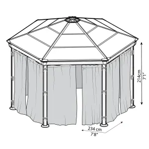 Palram - Canopia Roma Monaco Grey Gazebo netting, Pack of 6 (L)2170mm (W)2320mm