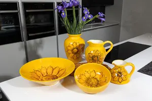 Sunflower Hand Painted Ceramic Yellow Kitchen Dining Large Pourer Jug (H) 21cm