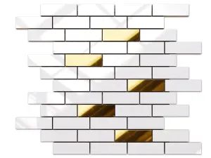 Ceramic mosaic on mesh for bathroom or kitchen 298mm x 373mm - Gold Mine