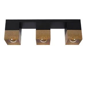 Lucide Renate Modern Flush Ceiling Light - 3xE27 - Matt Gold, Brass