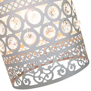 Traditional and Ornate Grey Easy Fit Pendant Shade with Clear Acrylic Droplets