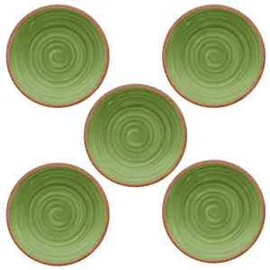 Purely Home Rustic Swirl Green Melamine Side/Salad Plates - Set of 5