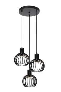 Lucide Mikaela Modern Pendant light 32cm - 3xE14 - Black