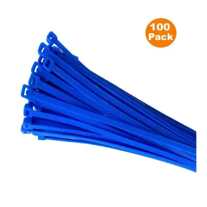 100 x Fluorescent Blue Cable Ties 200 x 4.8mm / Extra Strong Zip Tie Wraps