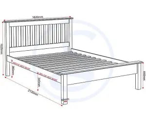 Monaco 5ft Kingsize Bed Frame Low Foot End in Gey and Oak Effect