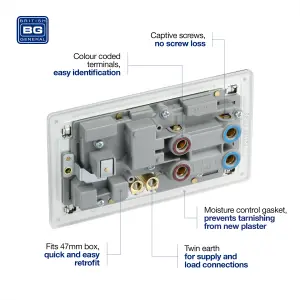 BG Electrical FBS70G Nexus Screwless Flat-Plate Switched Socket Cooker Unit Brushed Steel Grey Insert 45A