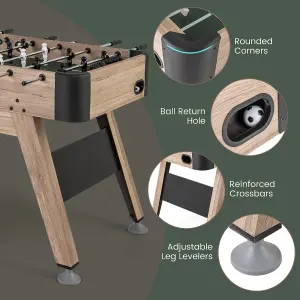 COSTWAY 137cm Foosball Table Freestanding Games Table with 2 Balls & 26 Players