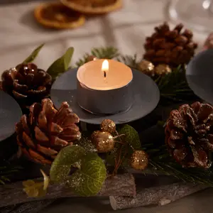 Rose Gold Sparkle Christmas Table Decoration Candle Holder Centrepiece