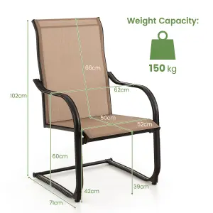 Costway 2PCS Outdoor Dining Chairs Patio C-Spring Motion Outside High Back Chair