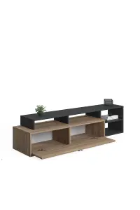 Optimo TV Stand with 4 Shelves and 1 Cabinet, 210 x 40 x 38 cm TV Unit Table for TVs up to 65 inch, Oak/Anthracite