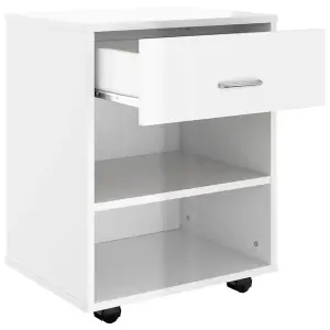 Berkfield Rolling Cabinet High Gloss White 46x36x59 cm Engineered Wood