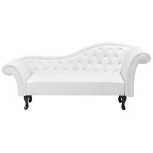 Right Hand Faux Leather Chaise Lounge White LATTES