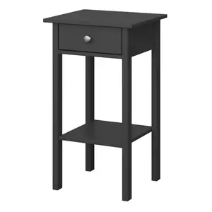 Valenca Satin black MDF 1 Drawer Bedside table (H)700mm (W)400mm (D)354mm