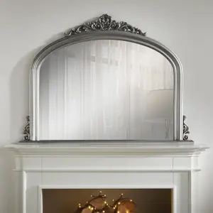 Overmantle Mirror Richmond Arched Shape with Antique Silver Frame- H 91cm x W 122cmx D 5cm for Hanging Anywhere Inside of the Home