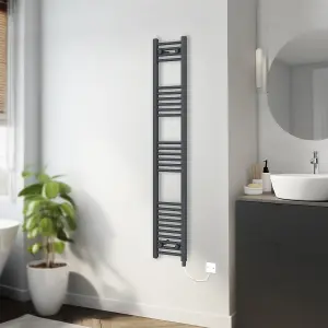 Rinse Bathrooms 800W Electric Heated Warming Towel Rail Bathroom Radiator Anthracite - 1600x300mm