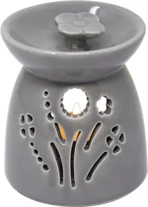 Set Of 2 Home Ceramic Oil Burner Melts Tea Light Candle Gift Aroma Flower 9cm