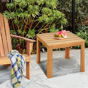 Costway Outdoor Acacia Wood Side Table Patio Square End Table w/ Oil Finished