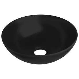 Berkfield Bathroom Sink Ceramic Matt Black Round