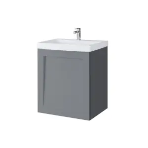 Bathroom Vanity Unit and Basin 500mm Cloakroom Sink Wall Cabinet Grey Matt Avir