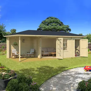 Lasita Anderby 3 Right Hand Corner Cabin - 7m x 3m - Corner Summer House with Veranda