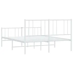 Berkfield Metal Bed Frame with Headboard and Footboard White 150x200 cm 5FT King Size