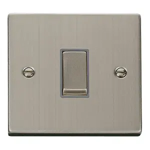 Stainless Steel 10A 1 Gang 2 Way Ingot Light Switch - Grey Trim - SE Home