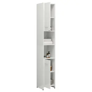 Berkfield Bathroom Cabinet High Gloss White 30x30x183.5 cm Engineered Wood