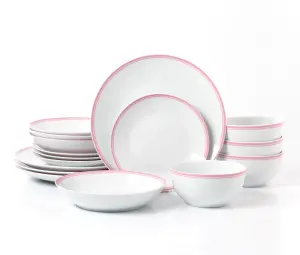 16pc St Ives Stripe Dinner Set - Pink