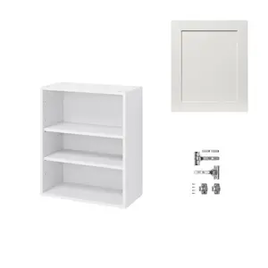 GoodHome Alpinia Matt ivory wood effect Matt ivory painted wood effect shaker Wall Kitchen cabinet (W) 600mm (H)720mm