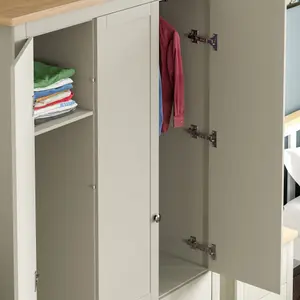 Vida Designs Arlington Grey 3 Door 2 Drawer Wardrobe (H)1800mm (W)1090mm (D)520mm