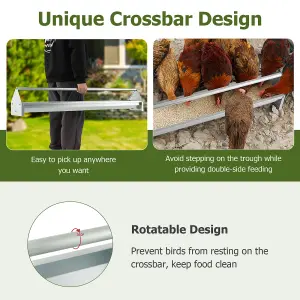 Costway Heavy-Duty Galvanized Steel Chicken Feeding Trough Metal Chicken Feeder