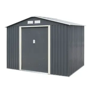 8 x 6 Double Door Metal Apex Shed (Dark Grey)