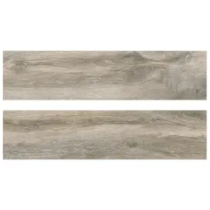 Glade Matt Olive Wood Effect Porcelain Outdoor Tile - Pack of 2, 0.72m² - (L)1205x(W)300